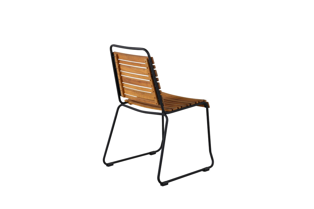 Bois matstol 2-pack svart aluminium och akacia