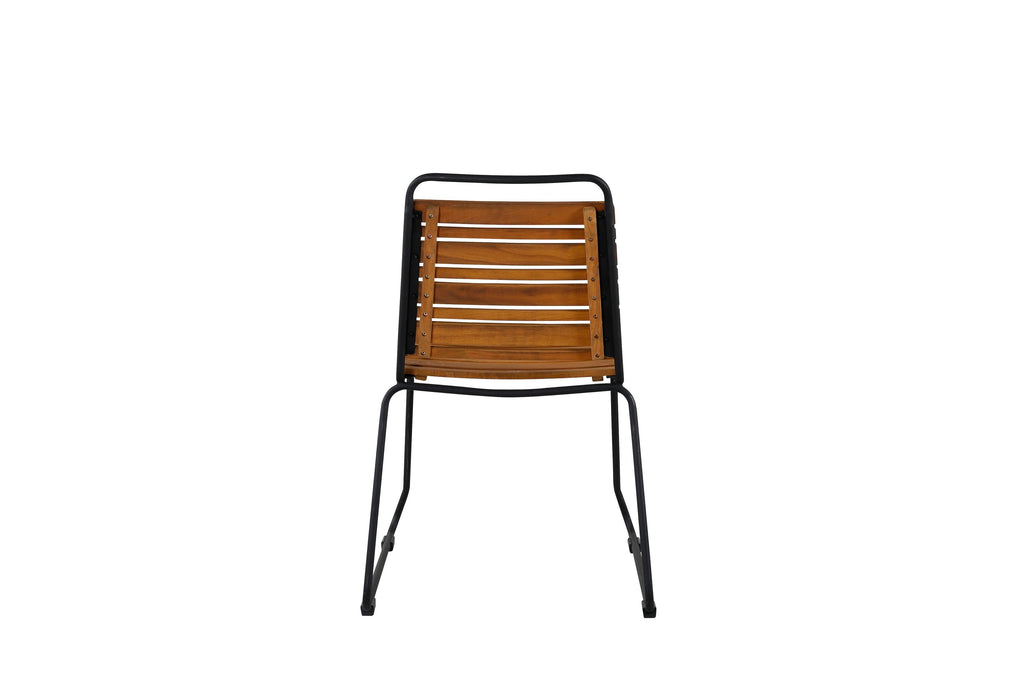 Bois matstol 2-pack svart aluminium och akacia