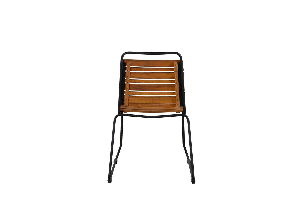 Bois matstol 2-pack svart aluminium och akacia