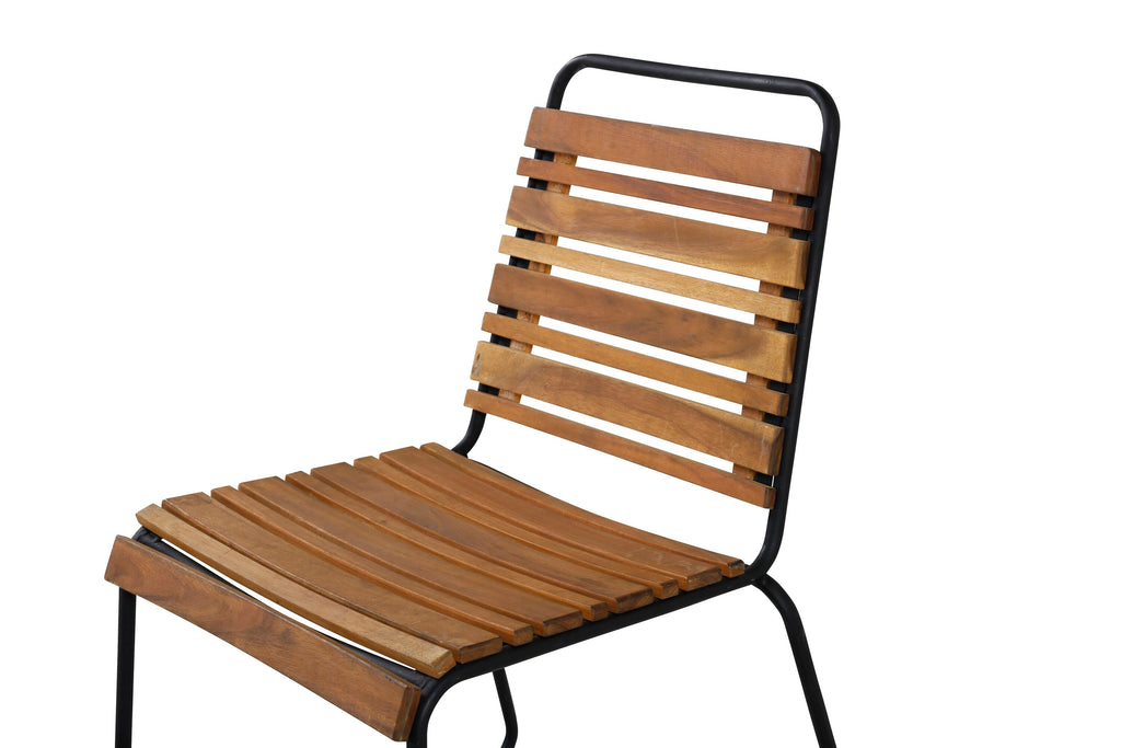 Bois matstol 2-pack svart aluminium och akacia