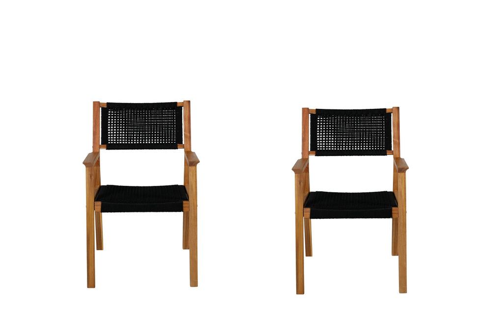 Little John matstol 2-pack svart rep och akacia