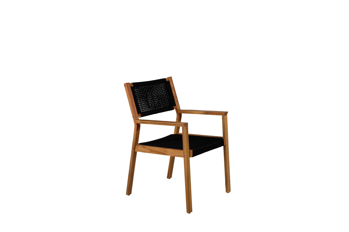 Little John matstol 2-pack svart rep och akacia