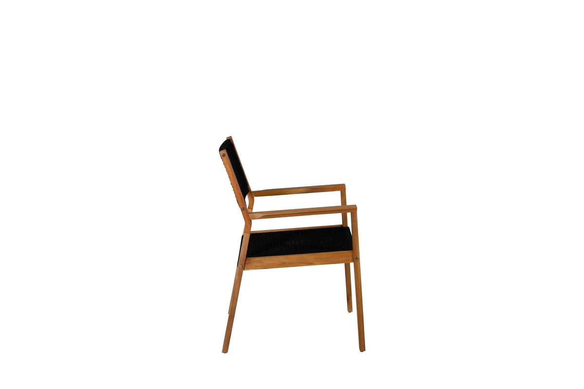 Little John matstol 2-pack svart rep och akacia