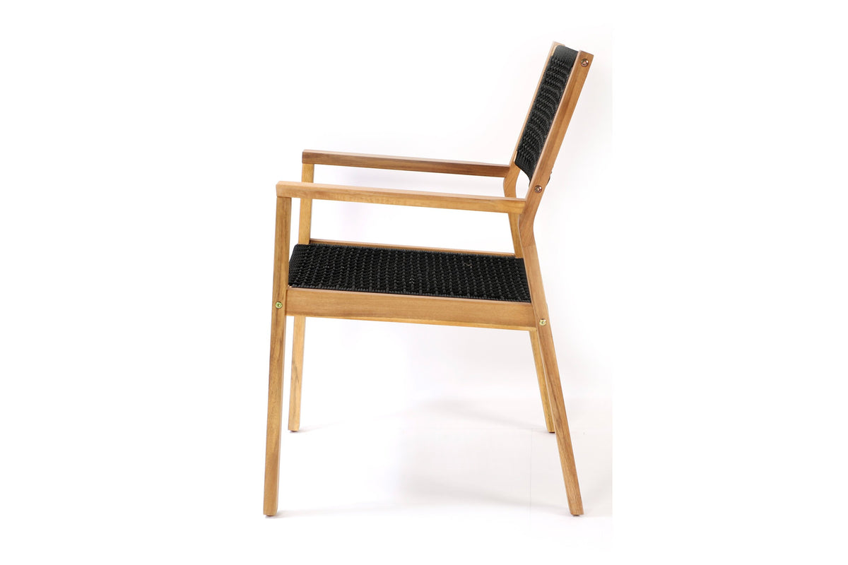 Little John matstol 2-pack svart rep och akacia