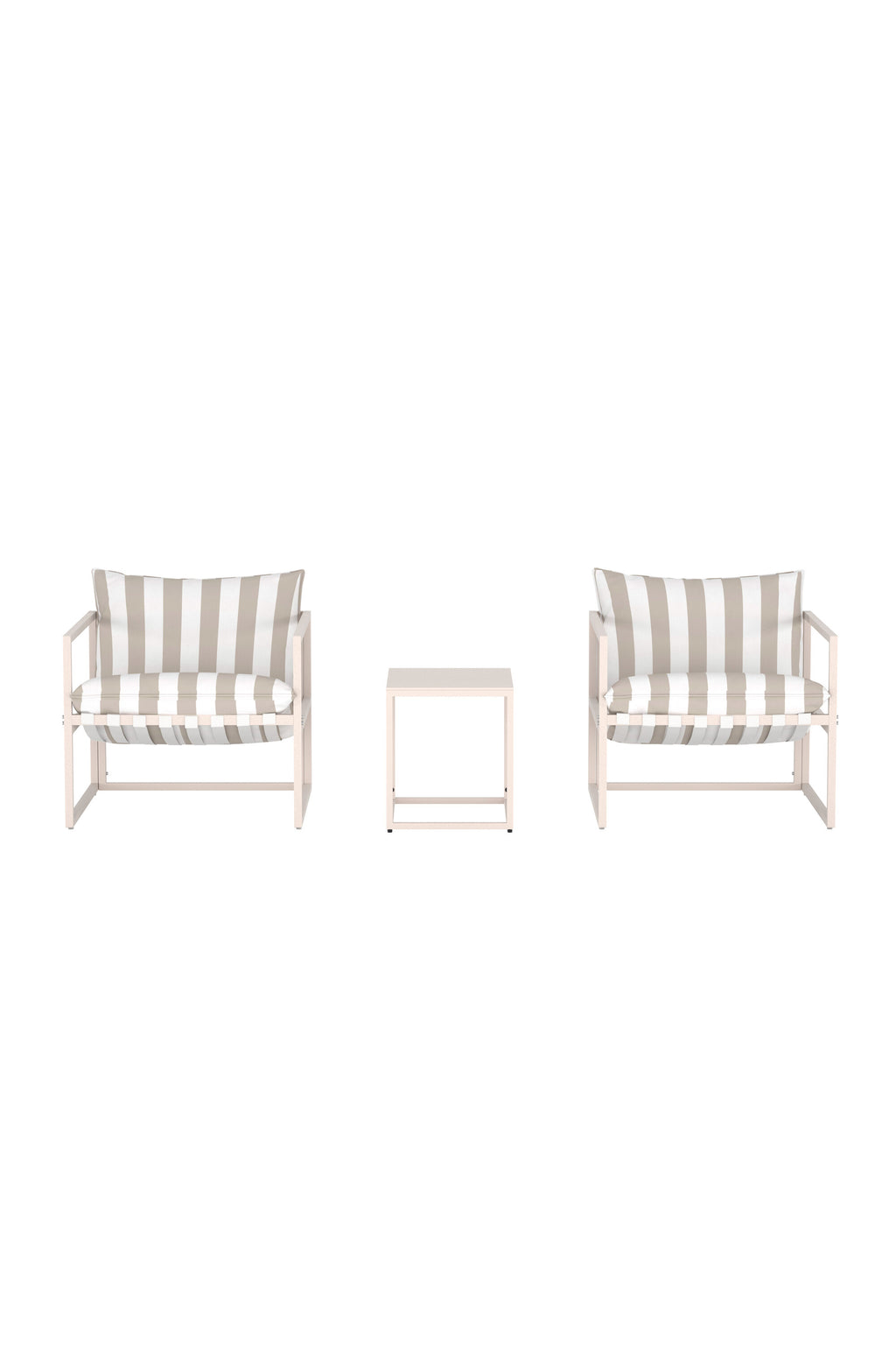 Messina loungegrupp beige med vit- och beigerandigt tyg