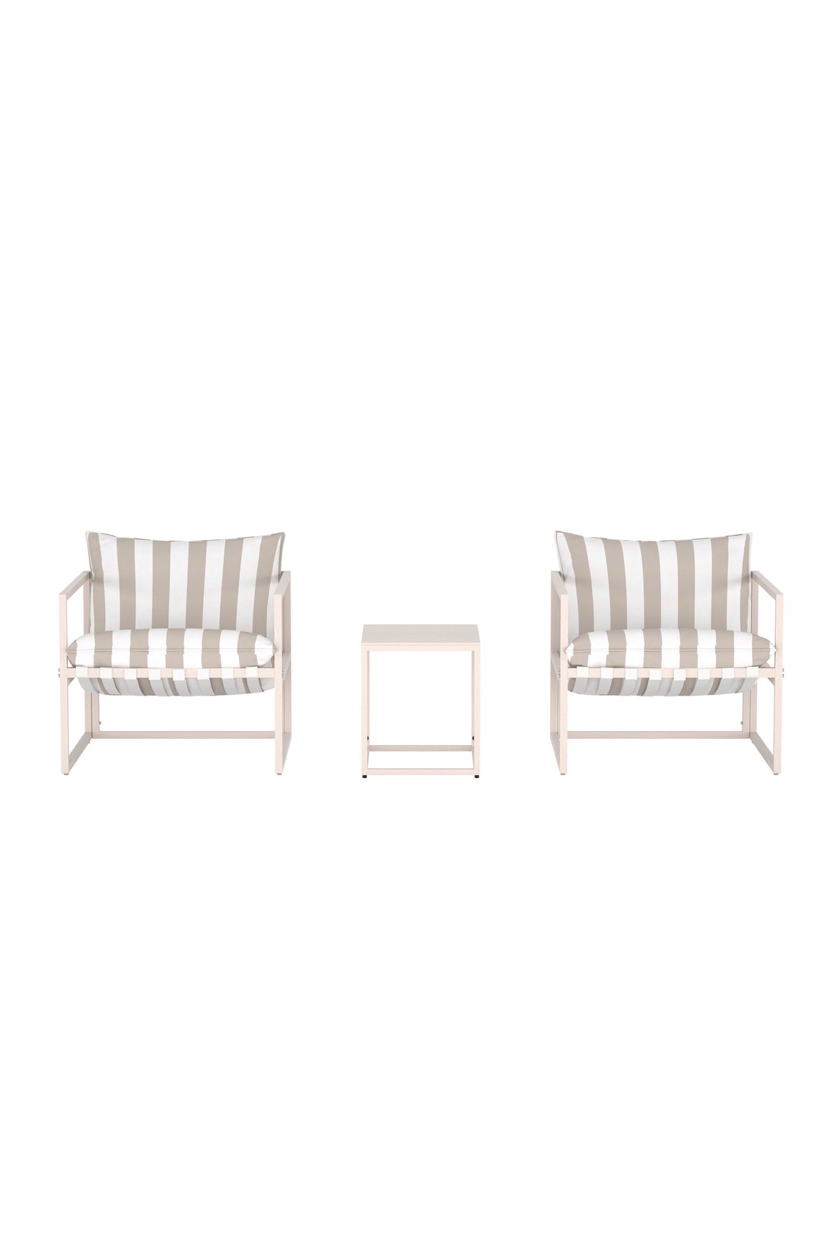 Messina loungegrupp beige med vit- och beigerandigt tyg