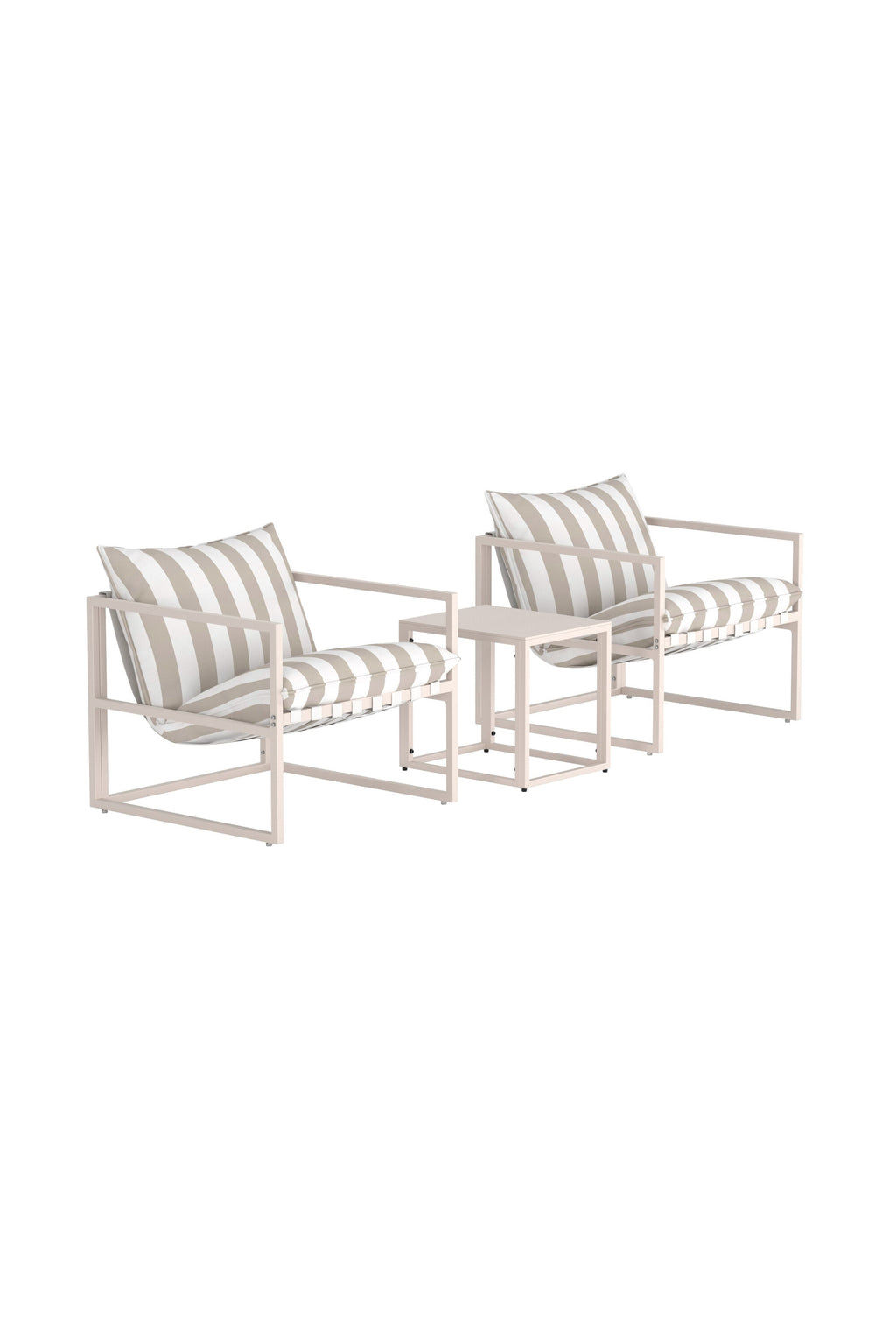 Messina loungegrupp beige med vit- och beigerandigt tyg