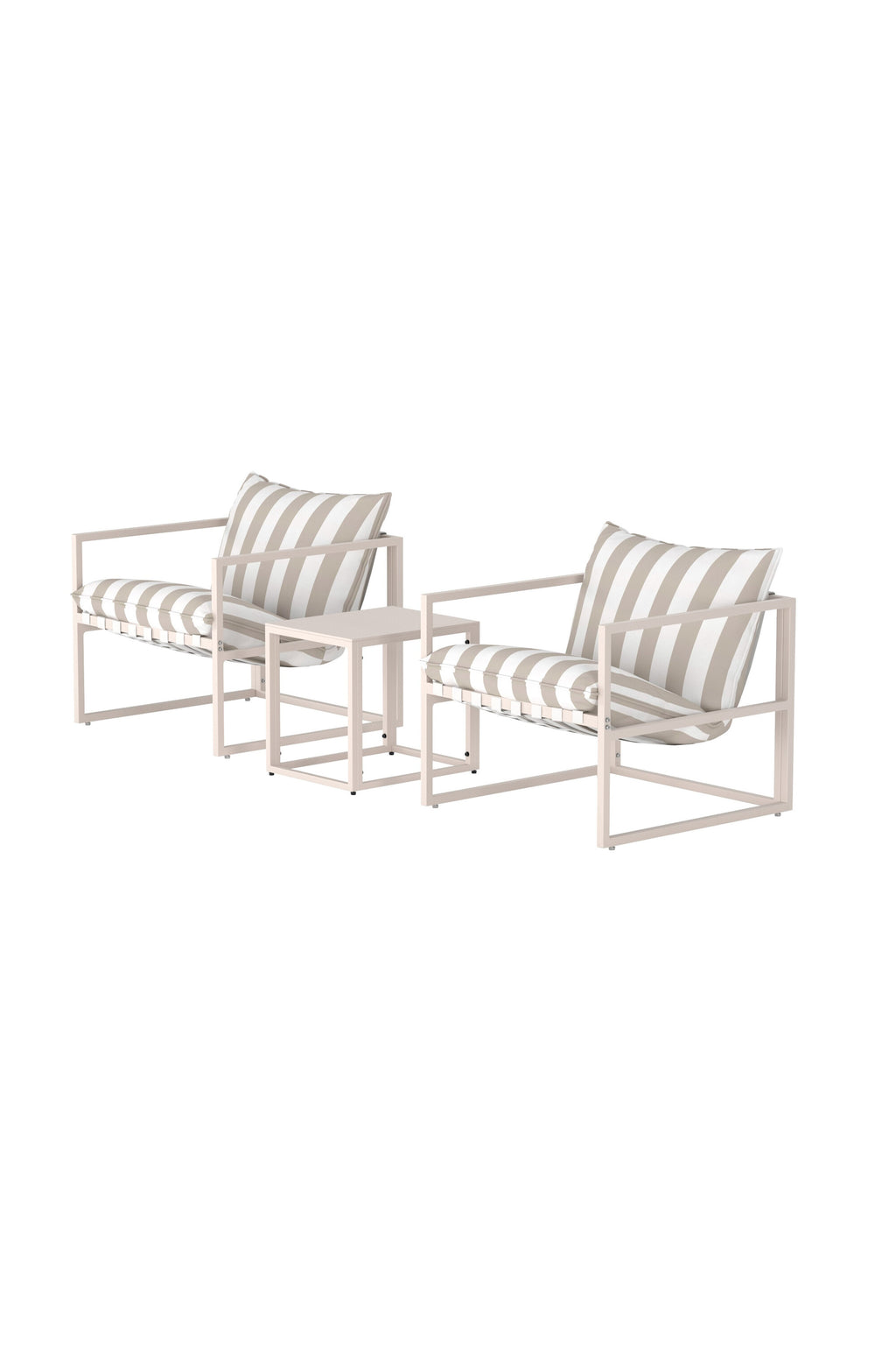 Messina loungegrupp beige med vit- och beigerandigt tyg