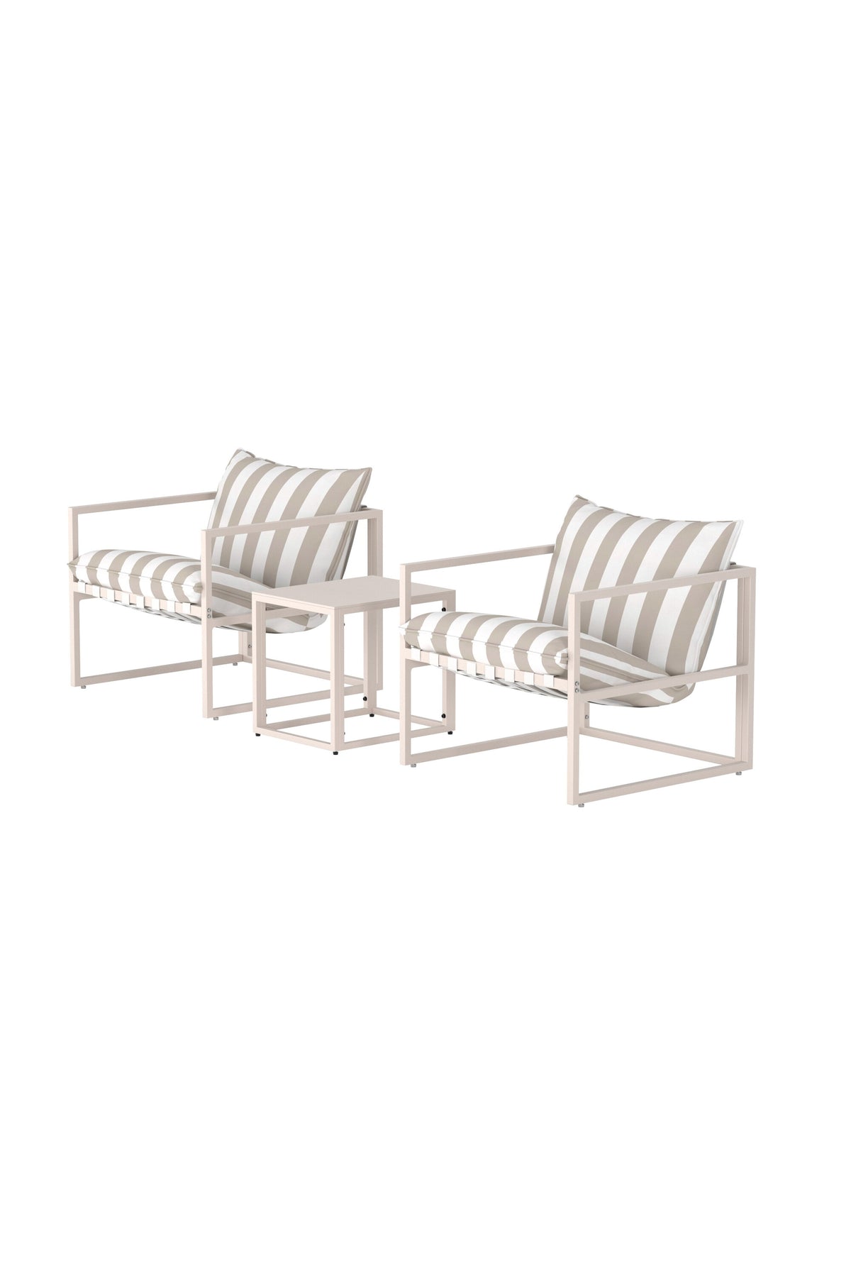 Messina loungegrupp beige med vit- och beigerandigt tyg