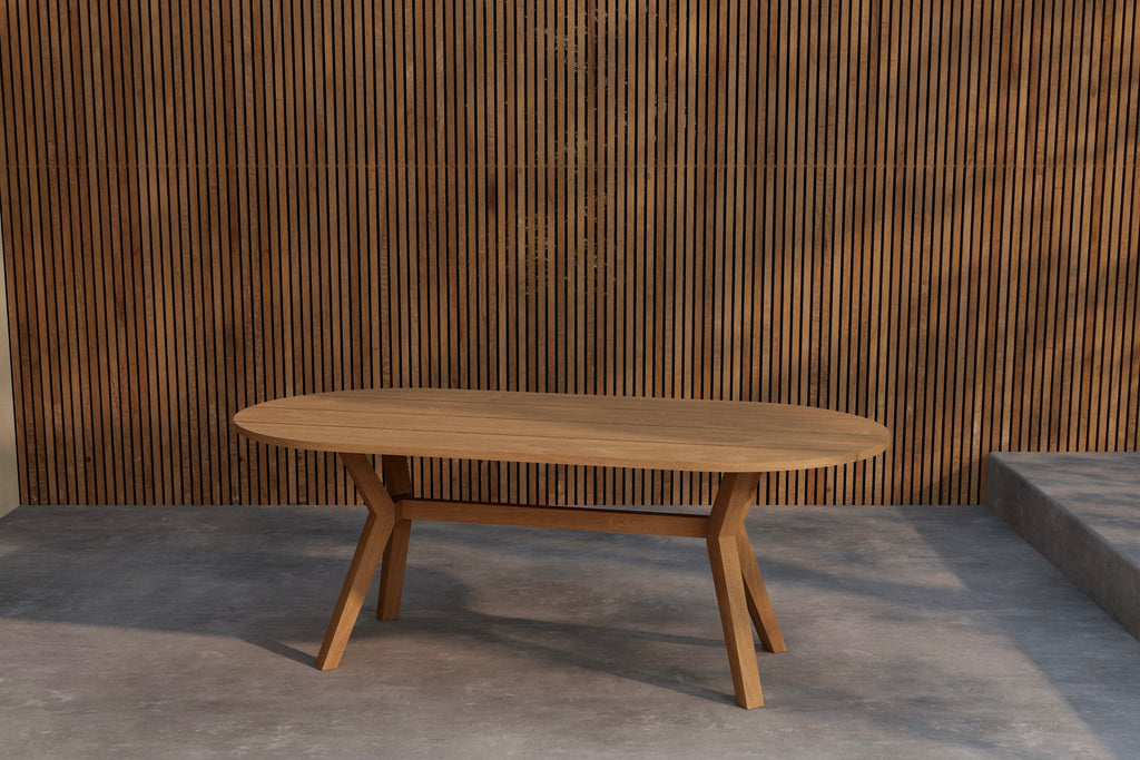 Kenya ovalt matbord 200x100x75 cm naturfärgad teak