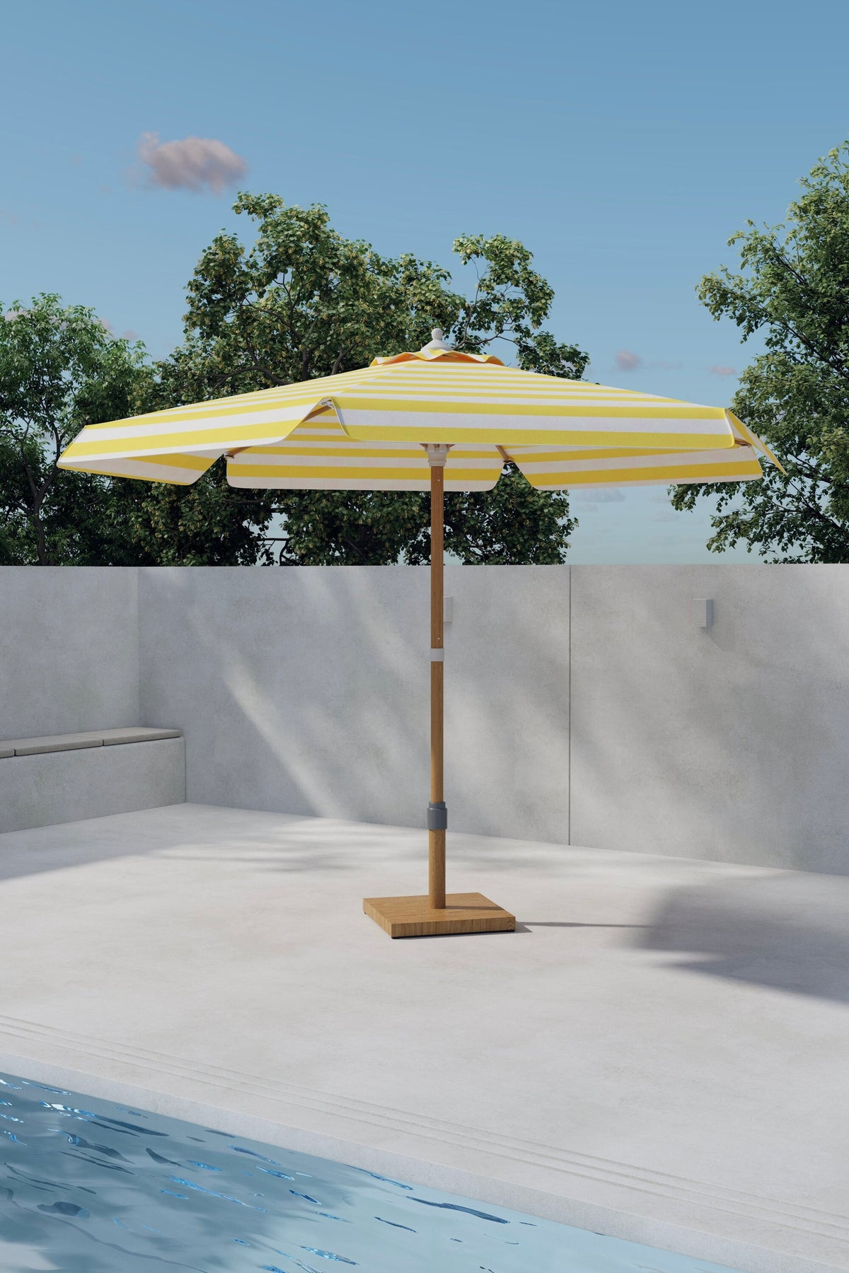 Cerox parasoll 270 cm gult/vitt