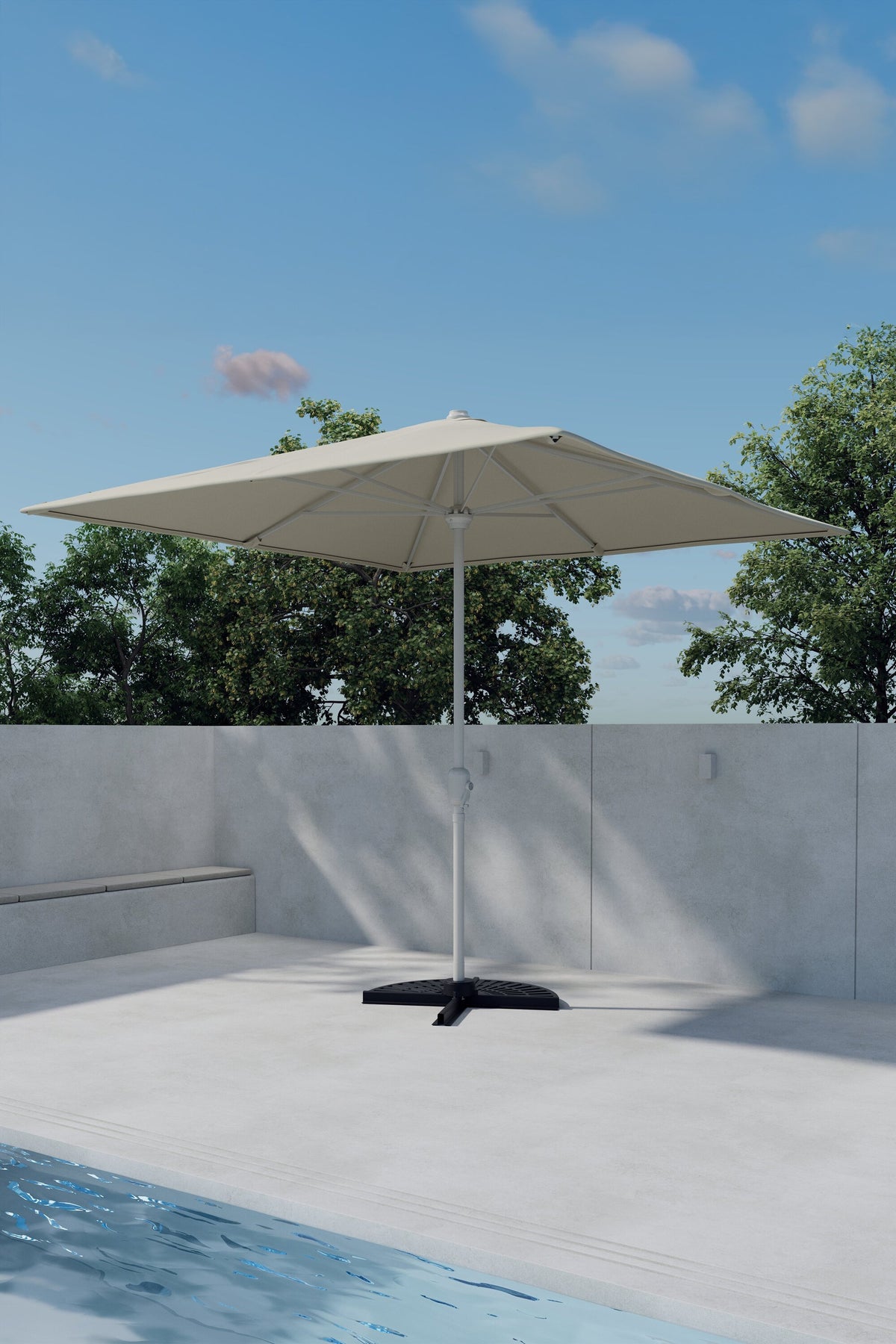 Leeds parasoll 293x264x293 cm beige med silverfärgad stomme