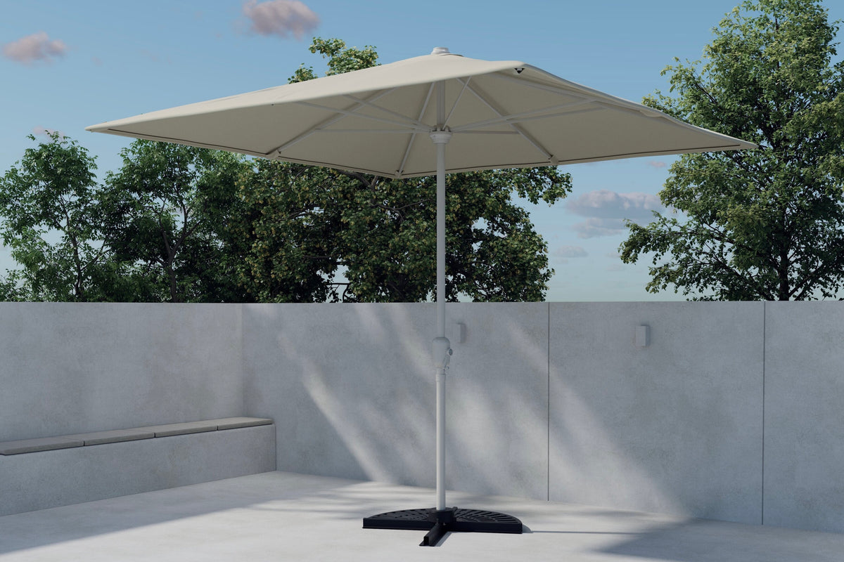 Leeds parasoll 293x264x293 cm beige med silverfärgad stomme