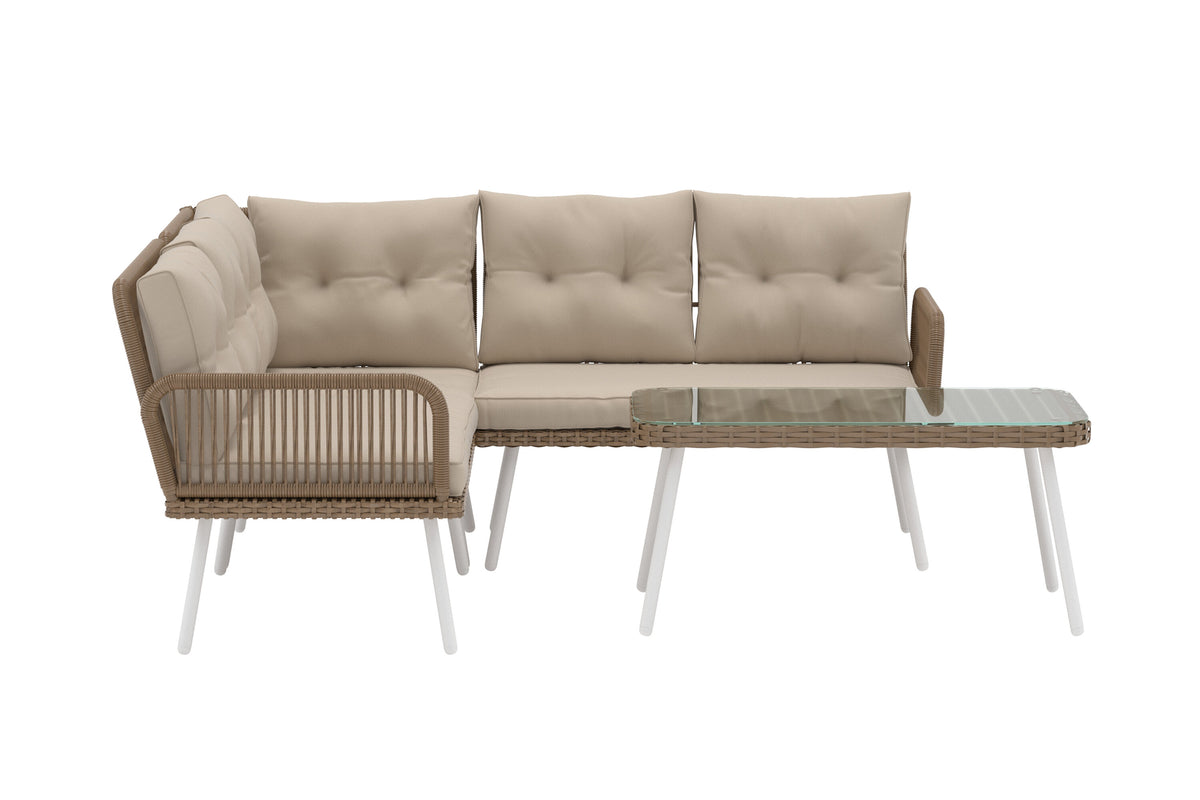 Ibiza hörnsoffgrupp naturfärgad konstrotting/beige