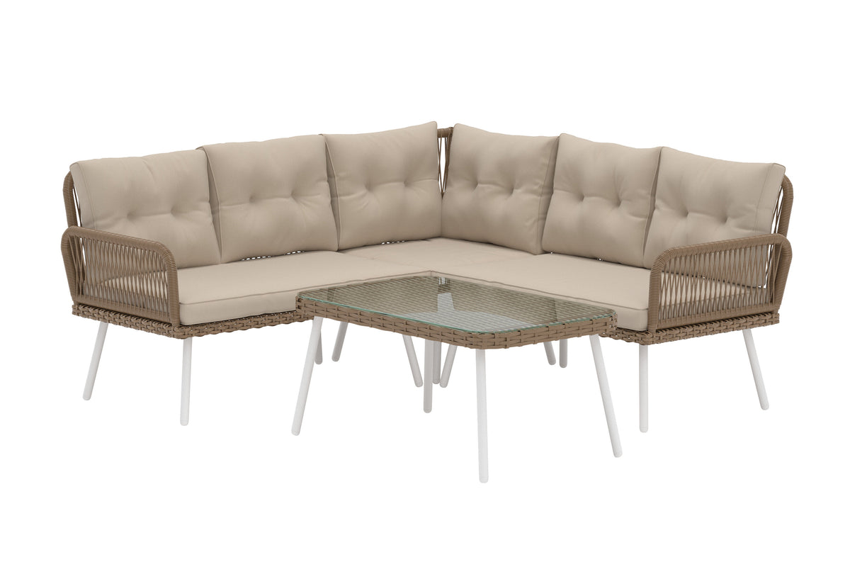 Ibiza hörnsoffgrupp naturfärgad konstrotting/beige