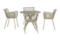 Sifnos matgrupp med runt bord, 5 delar, beige