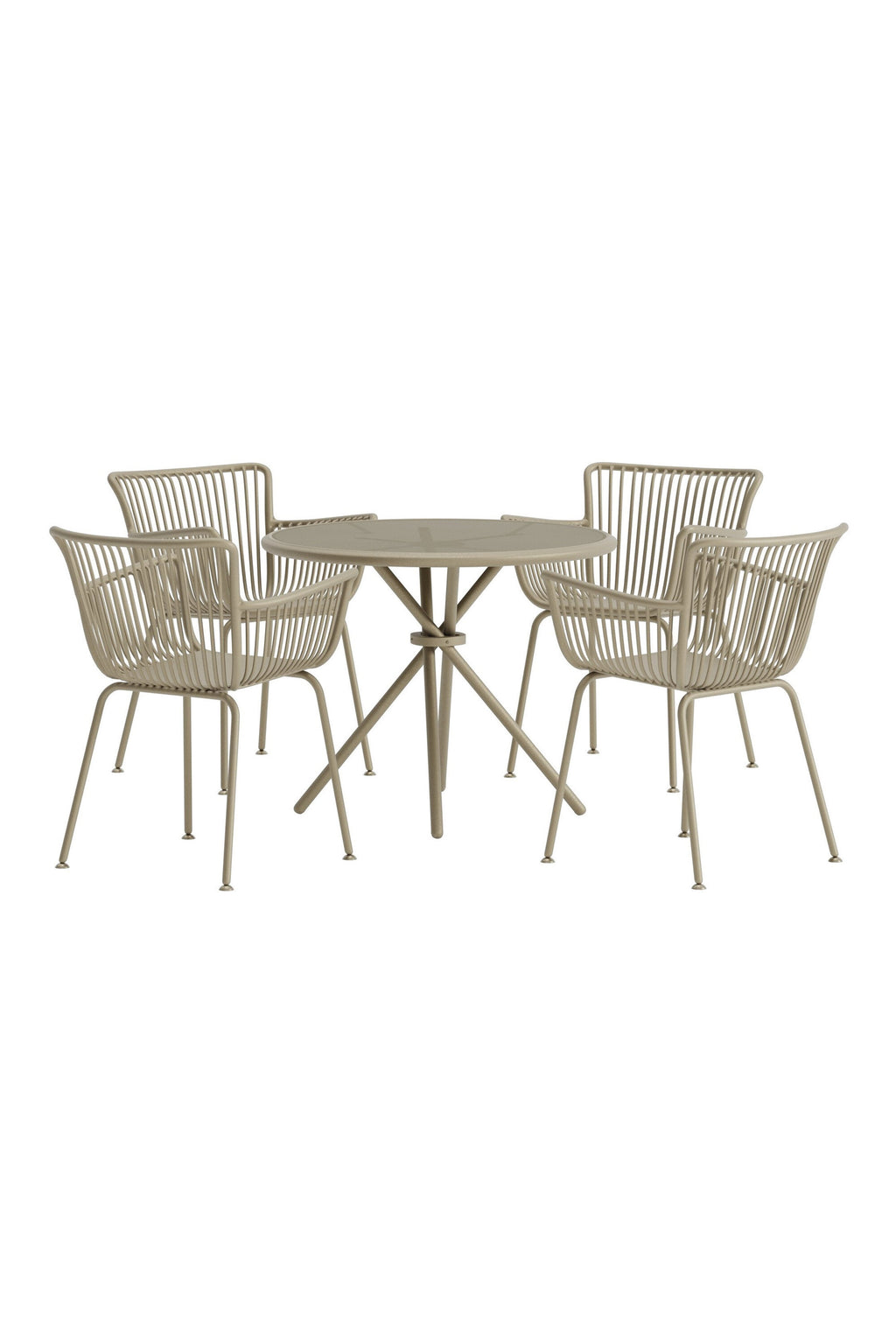 Sifnos matgrupp med runt bord, 5 delar, beige