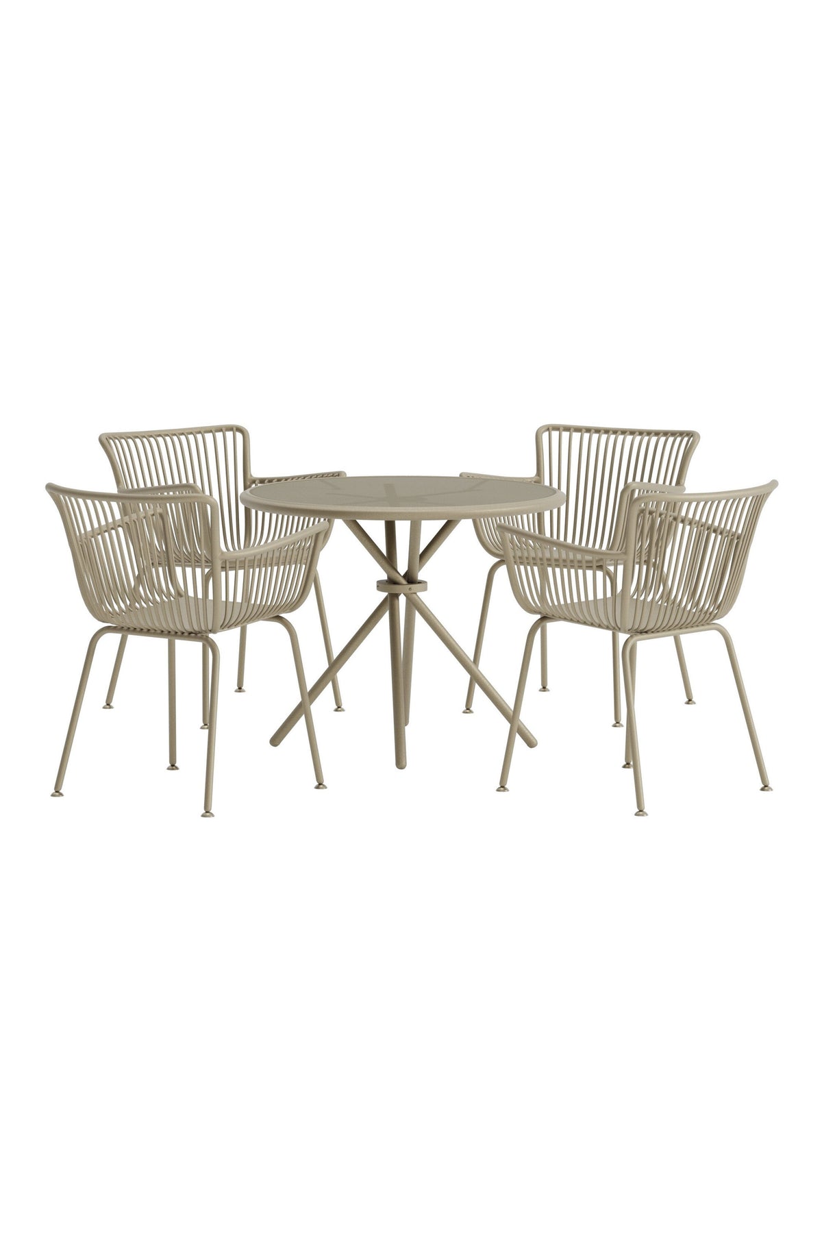 Sifnos matgrupp med runt bord, 5 delar, beige