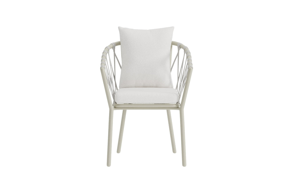 Linos matstol beige stål och vit bouclé, 2-pack
