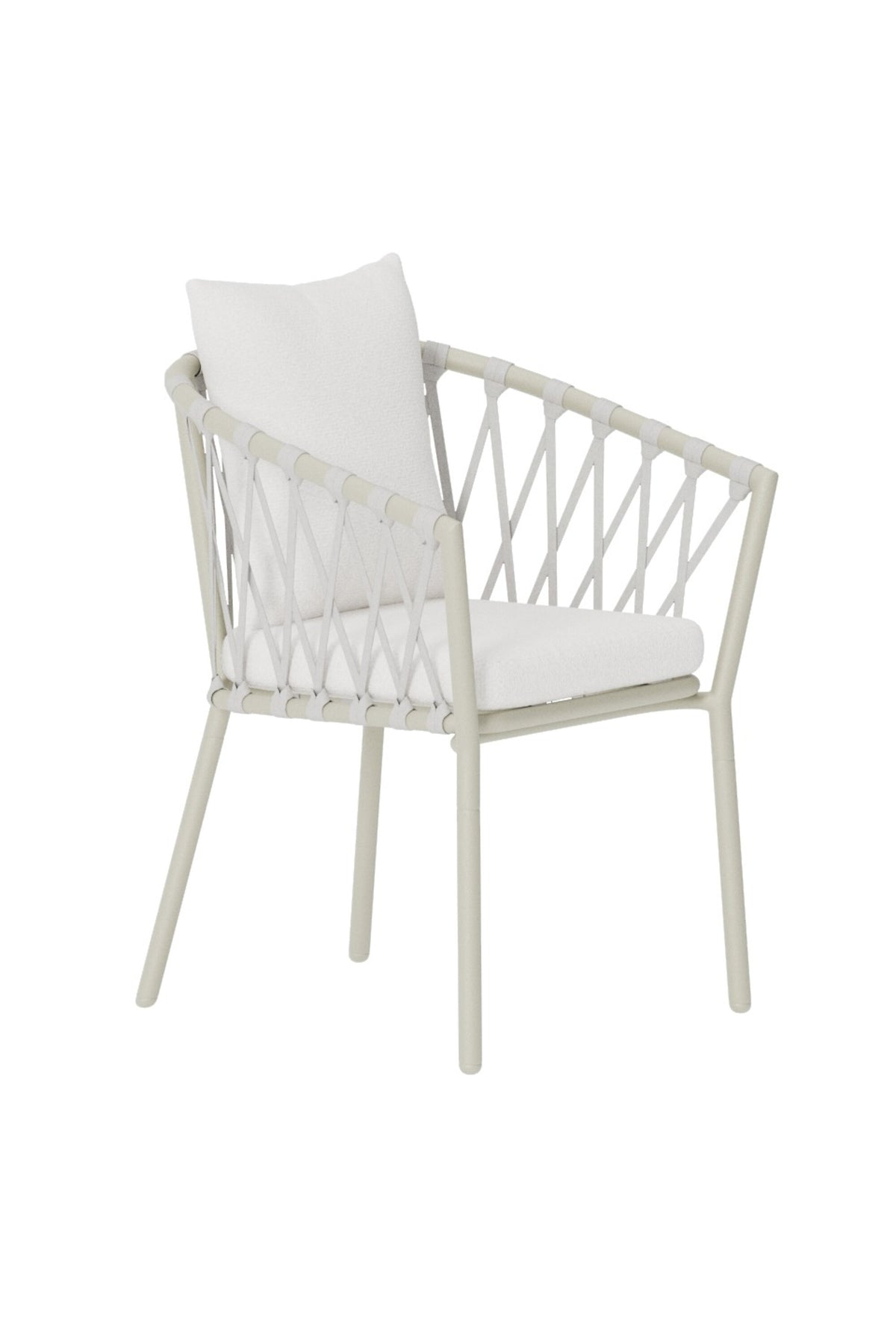 Linos matstol beige stål och vit bouclé, 2-pack