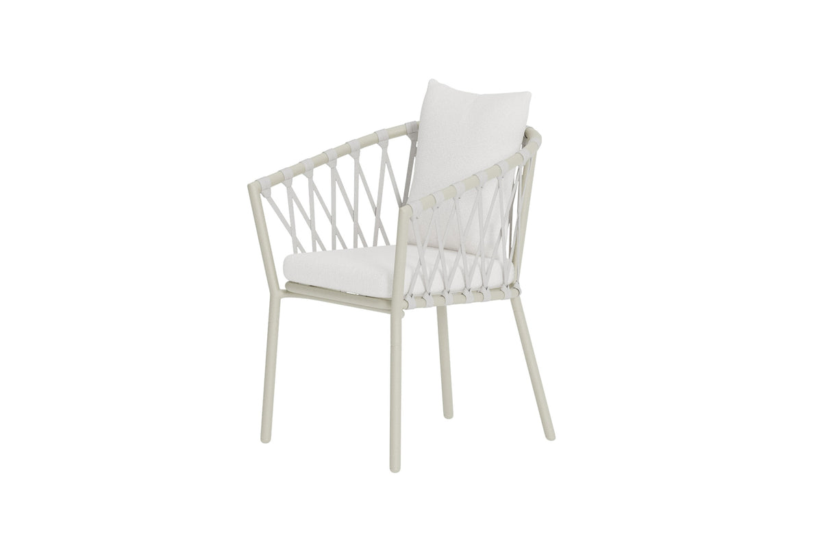 Linos matstol beige stål och vit bouclé, 2-pack