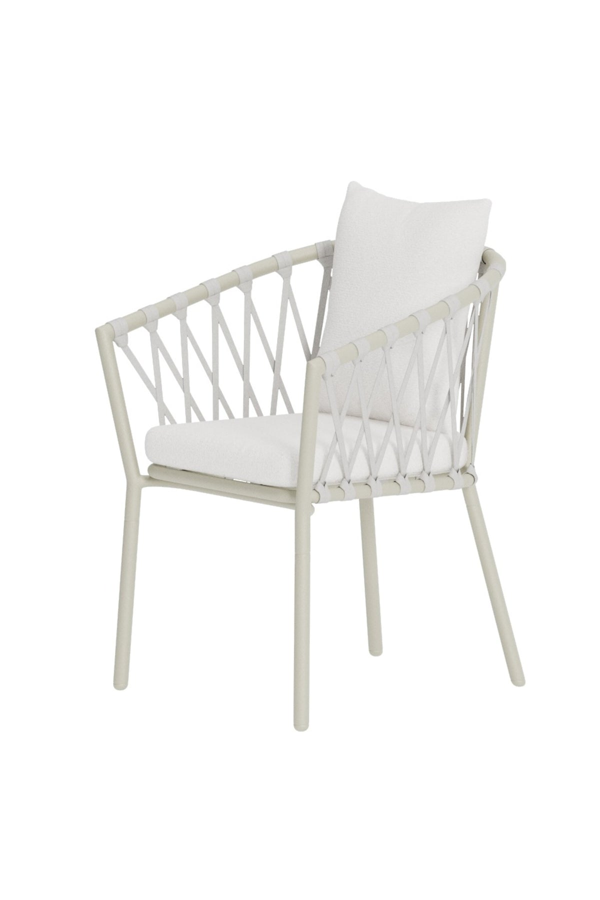 Linos matstol beige stål och vit bouclé, 2-pack