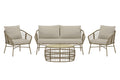 Lipari soffgrupp brun konstrotting med beige dynor
