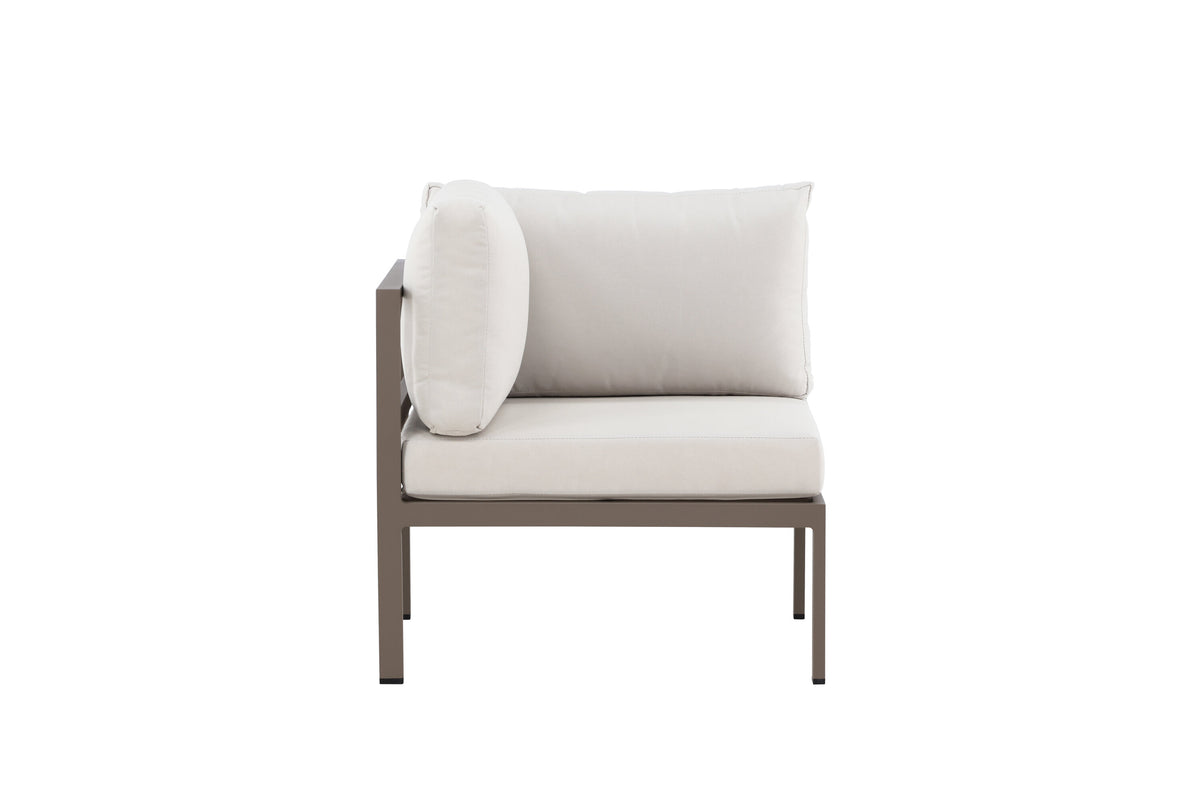 Copacabana hörnmodul brun med beige dynor