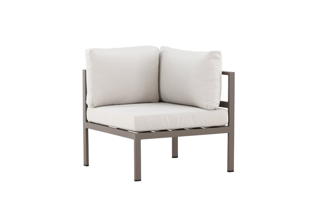 Copacabana hörnmodul brun med beige dynor