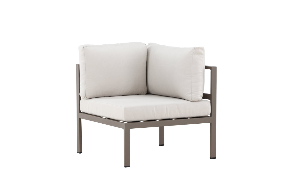Copacabana hörnmodul brun med beige dynor