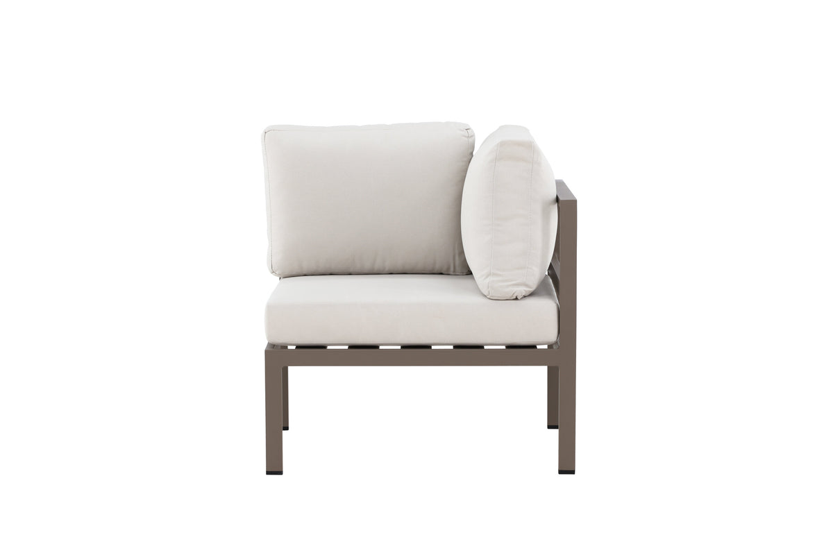 Copacabana hörnmodul brun med beige dynor
