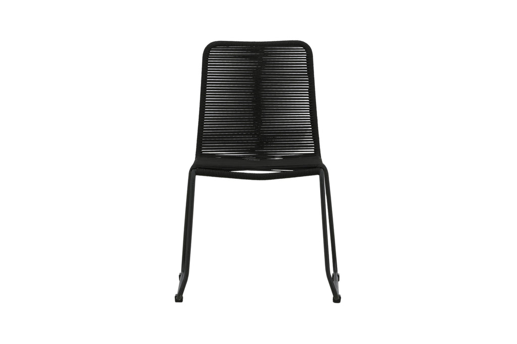 Lindos stapelbar matstol svart aluminium/svarta rep