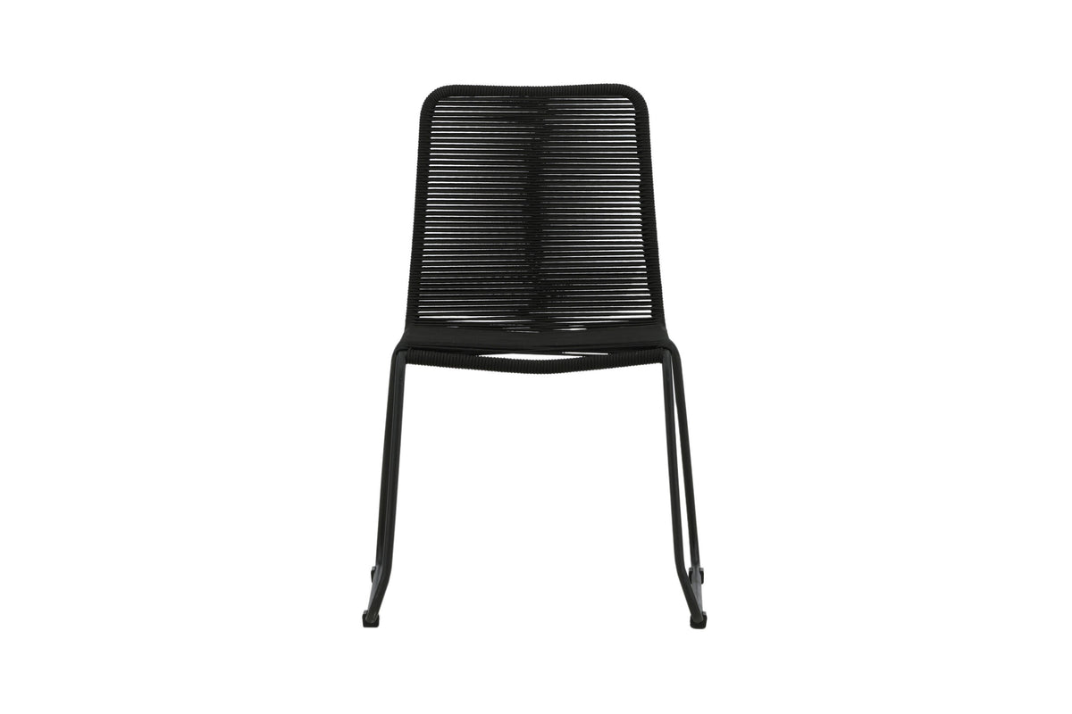 Lindos stapelbar matstol svart aluminium/svarta rep