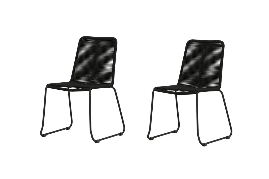 Lindos stapelbar matstol svart aluminium/svarta rep