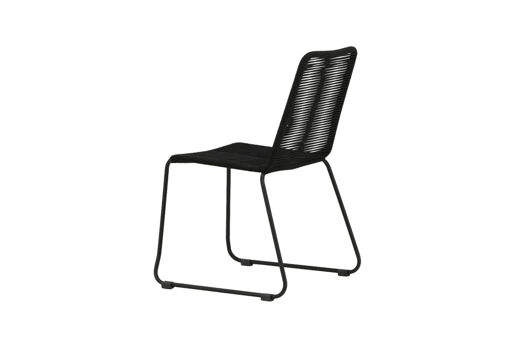Lindos stapelbar matstol svart aluminium/svarta rep