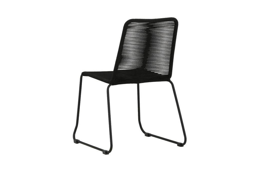 Lindos stapelbar matstol svart aluminium/svarta rep