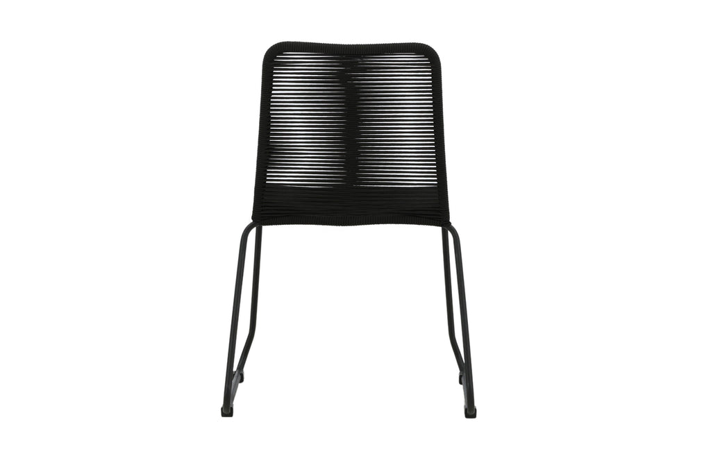 Lindos stapelbar matstol svart aluminium/svarta rep