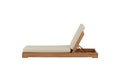 Sunbed solsäng i gyllene teak med beige dyna