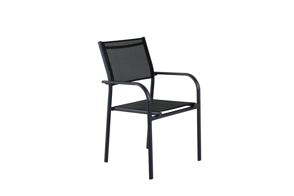 Santorini stapelbar karmstol svart aluminium och textilene