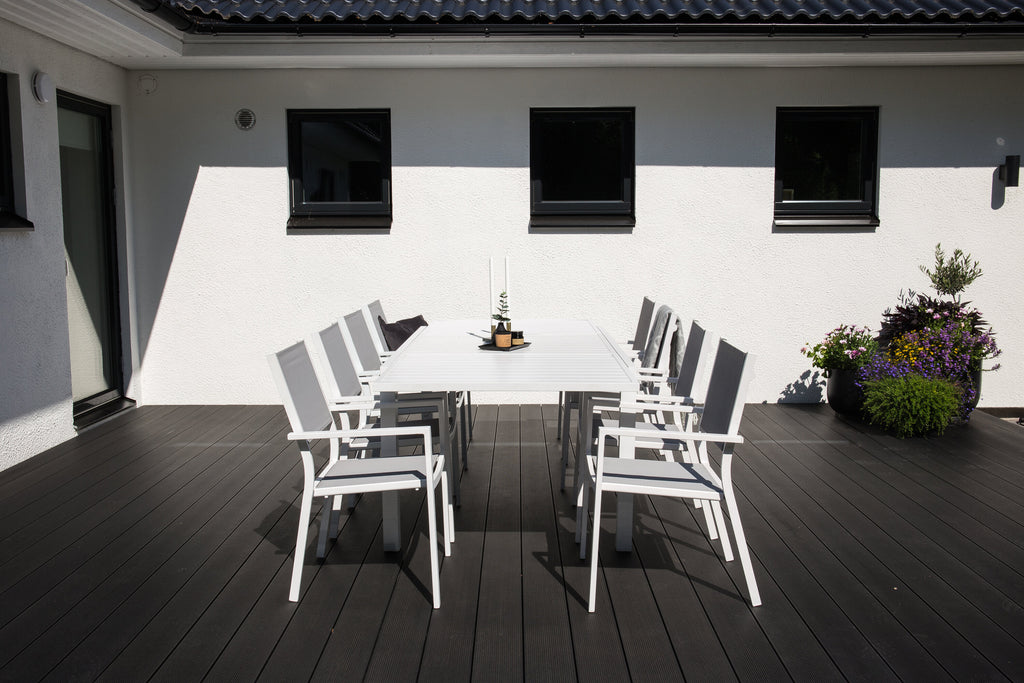 Marbella matgrupp med Copacabana karmstolar 160/240x100x75 cm vit