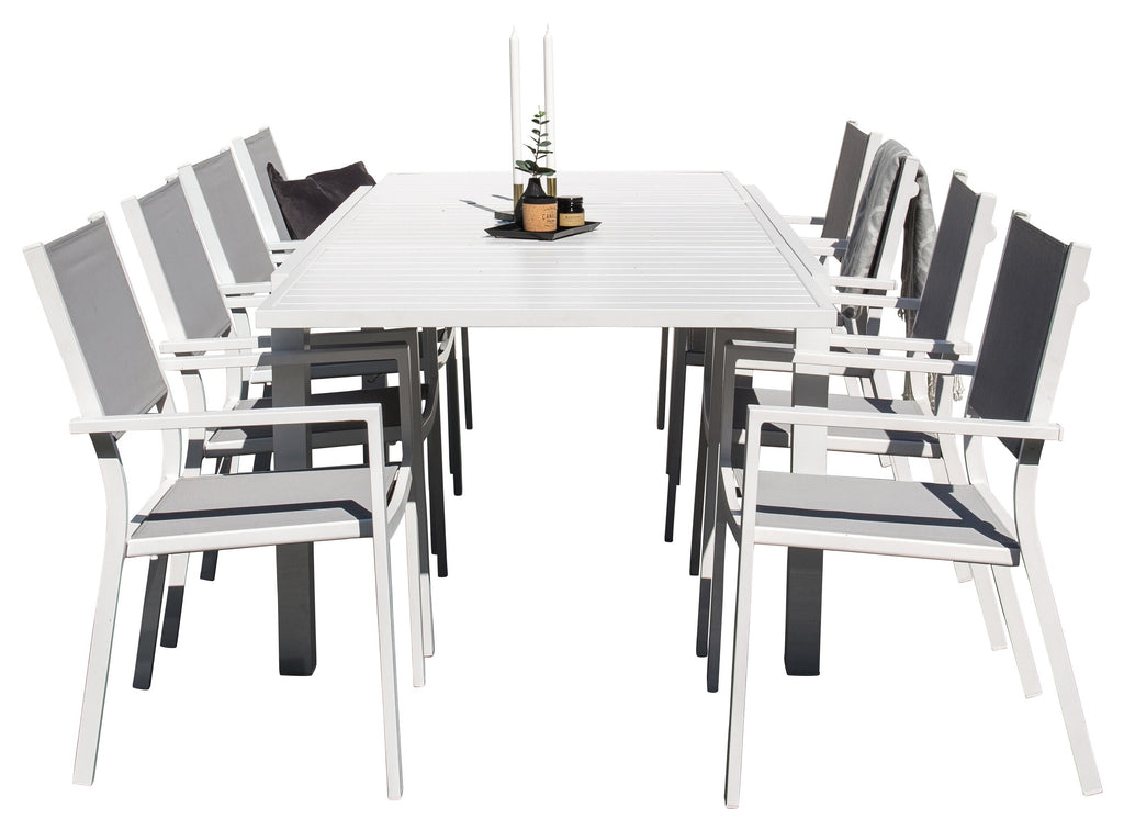 Marbella matgrupp med Copacabana karmstolar 160/240x100x75 cm vit