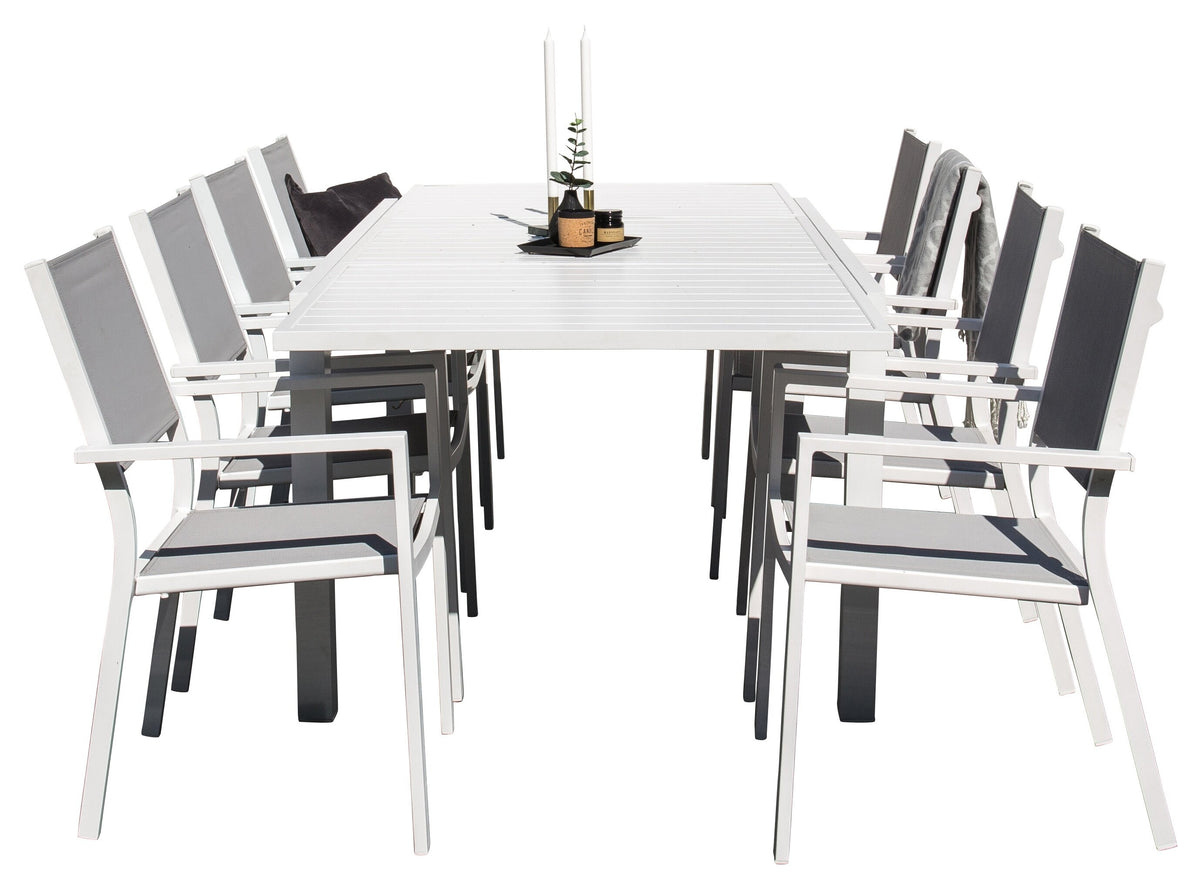 Marbella matgrupp med Copacabana karmstolar 160/240x100x75 cm vit