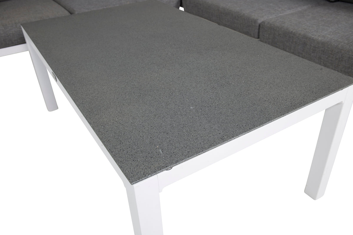Copacabana lounggrupp 5 delar vit aluminium/grå dyna med Copacabana soffbord
