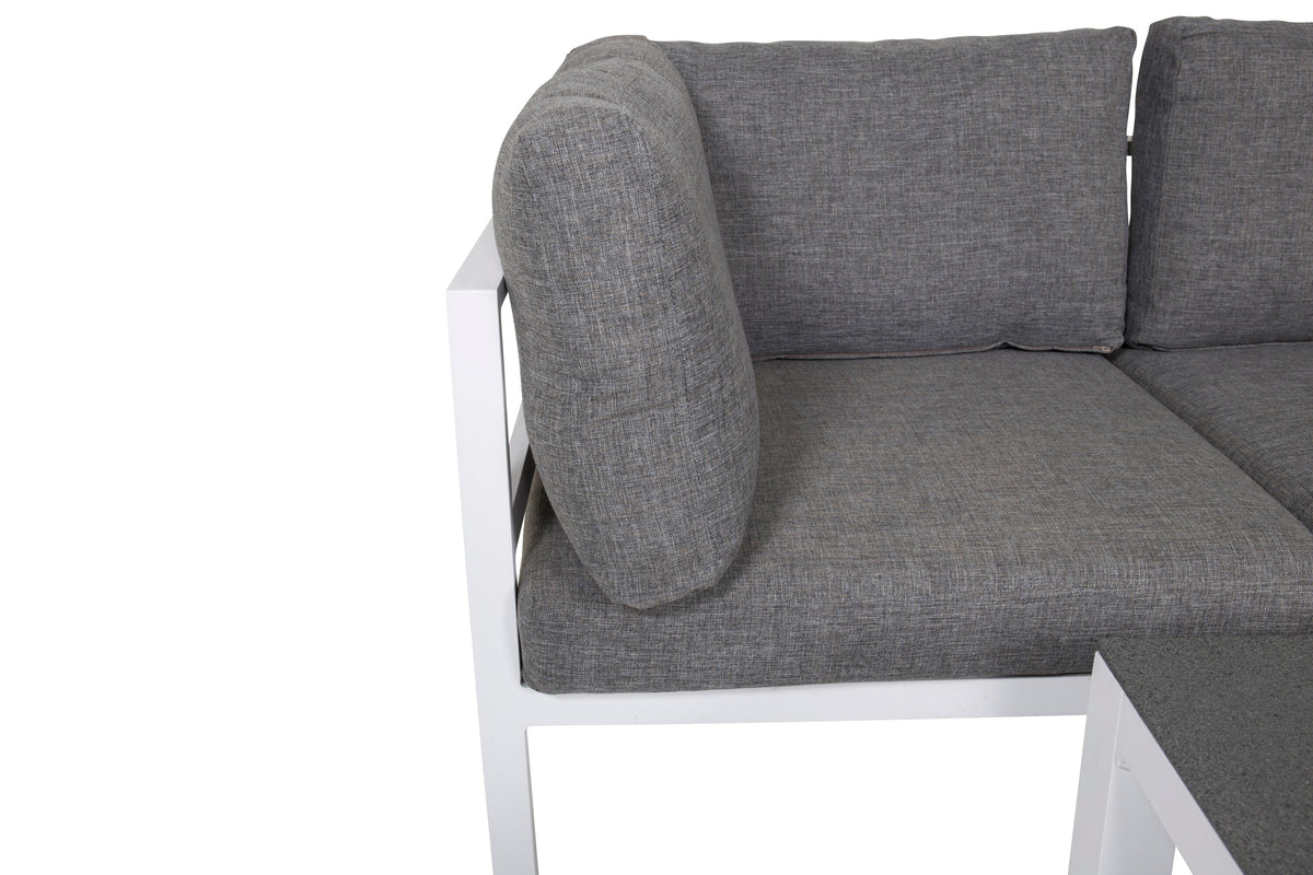 Copacabana lounggrupp 5 delar vit aluminium/grå dyna med Copacabana soffbord