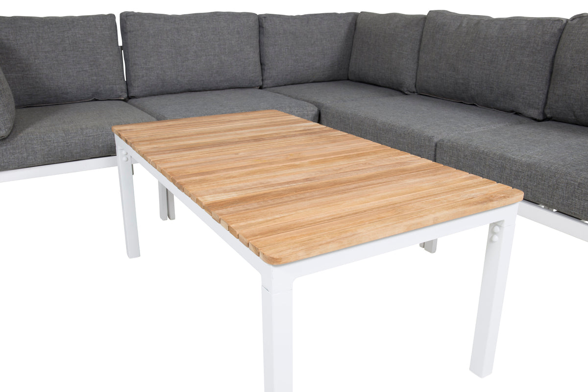 Copacabana lounggrupp 5 delar vit aluminium/grå dyna med Brasilia soffbord