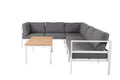 Copacabana lounggrupp 6 delar vit aluminium/grå dyna med Brasilia soffbord