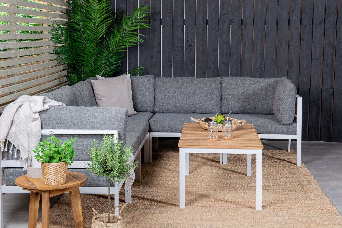 Copacabana lounggrupp 6 delar vit aluminium/grå dyna med Brasilia soffbord