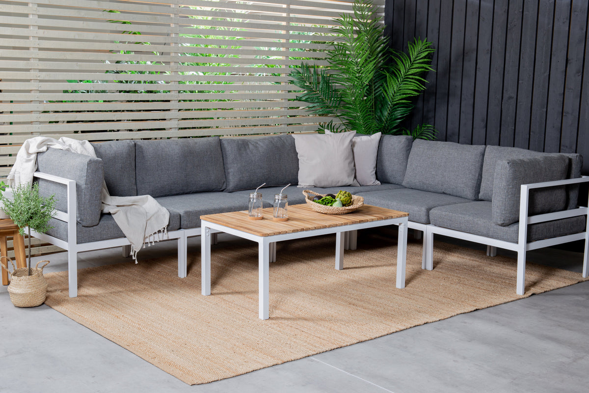 Copacabana lounggrupp 6 delar vit aluminium/grå dyna med Brasilia soffbord