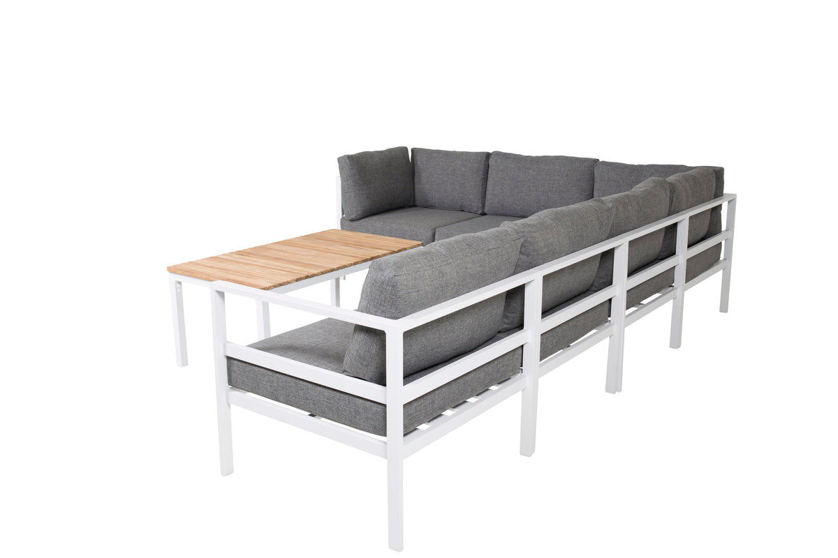 Copacabana lounggrupp 6 delar vit aluminium/grå dyna med Brasilia soffbord