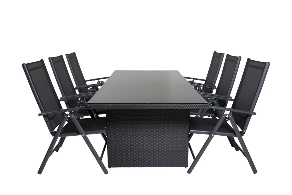 Padova matgrupp med Break positionsstolar 200x100 cm svart
